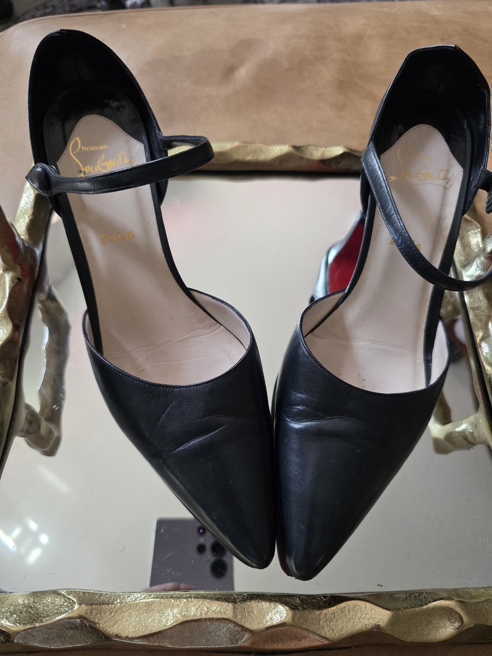 Christian Louboutin Black Pointed-Toe Mary Jane Slingbacks - Picture 2 of 3